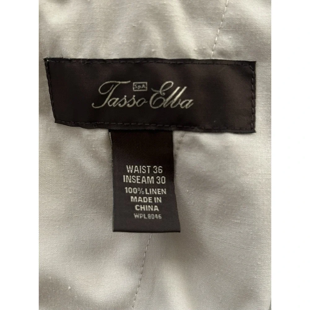 Tasso Elba 100% Linen Chino Pants Beige Semi Sheer‎ 36x27 Coastal Lightweight